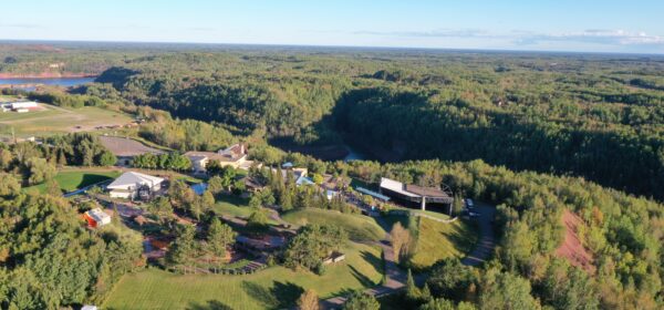 An aerial view of Minnesota Discovery Center in Chisholm, Minnesota