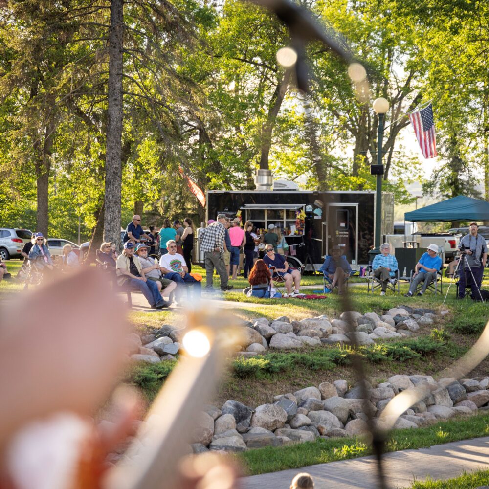 Olcott Park in Virginia, MN is the site of weekly outdoor music events in the summer, plus disc golf, festivals, a beautiful fountain and more.