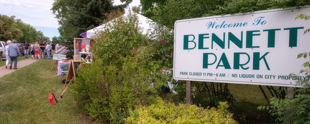 A sign reads Welcome to Bennett Park in Hibbing, MN 