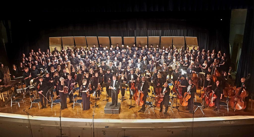 Mesabi Symphony Orchestra performs with local choral groups and musicians at the Farewell to Goodman event in Virginia, MN 