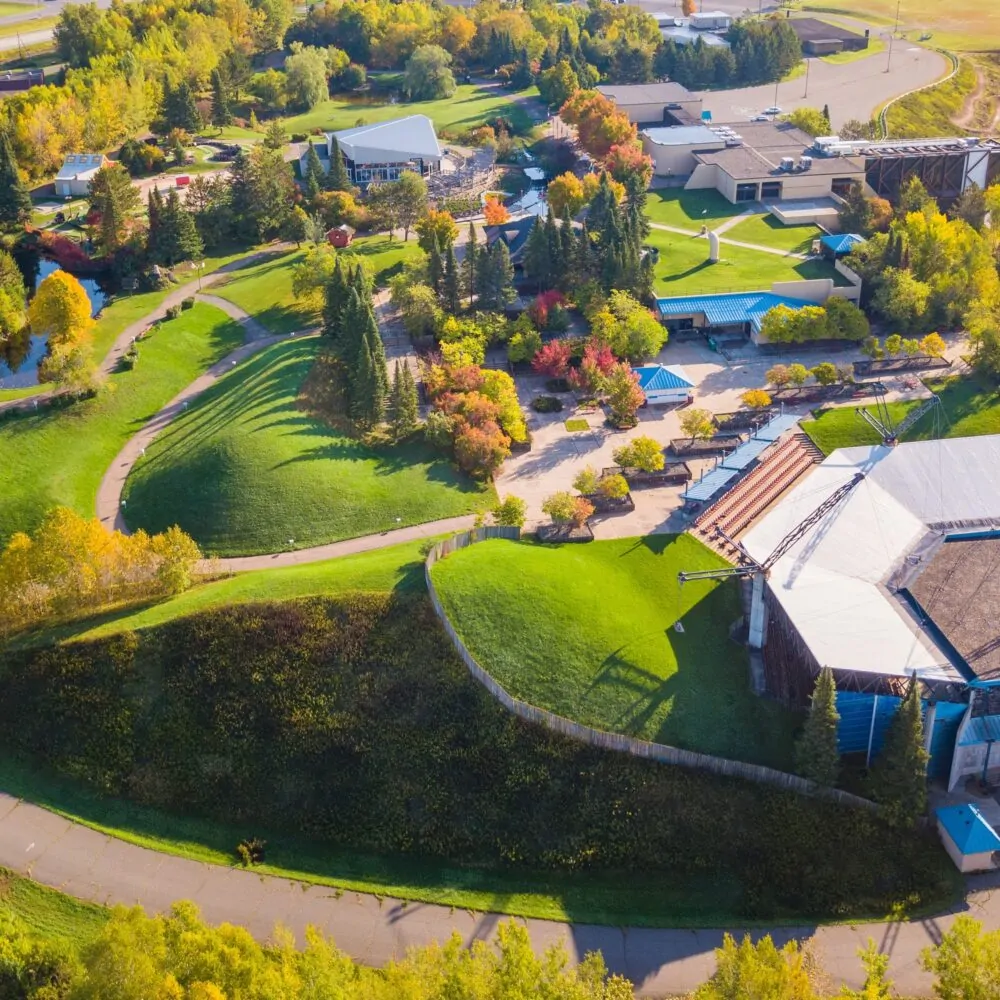 Minnesota Discovery Center in northern Minnesota is shown from an aerial view.