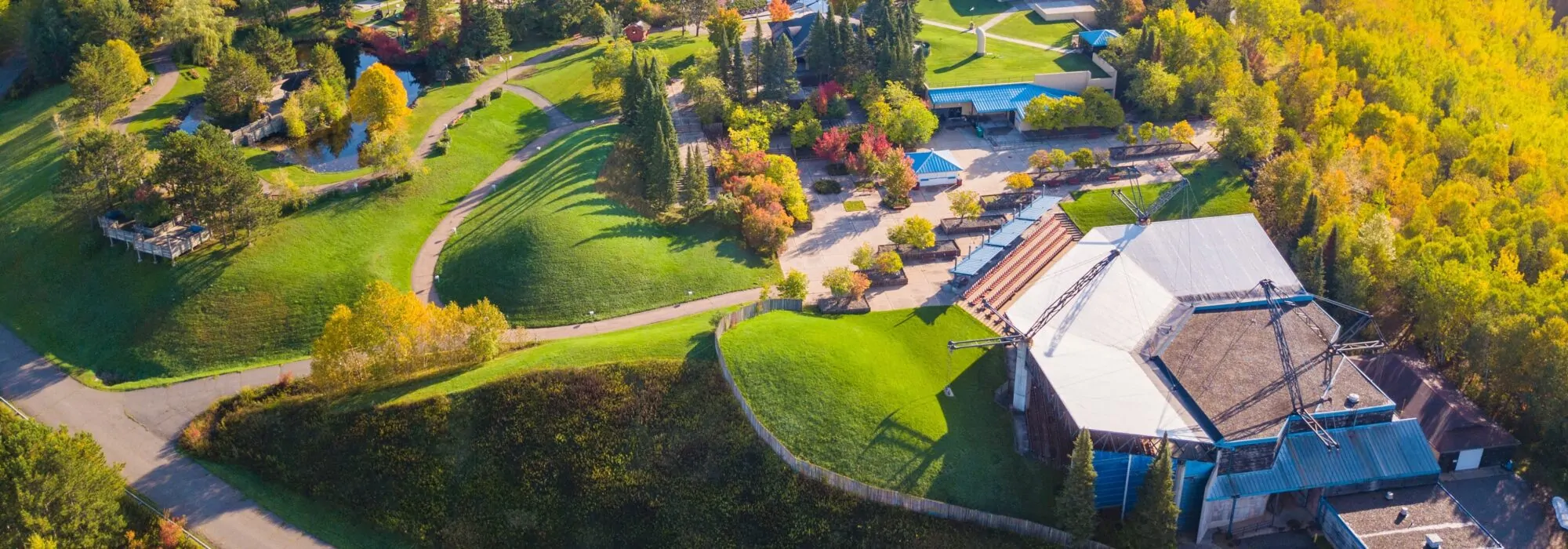 Minnesota Discovery Center in northern Minnesota is shown from an aerial view.